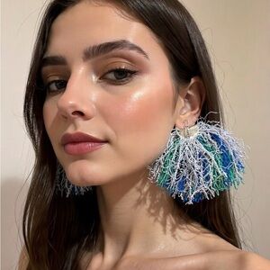 Elegant Blue and Green Statement Earrings